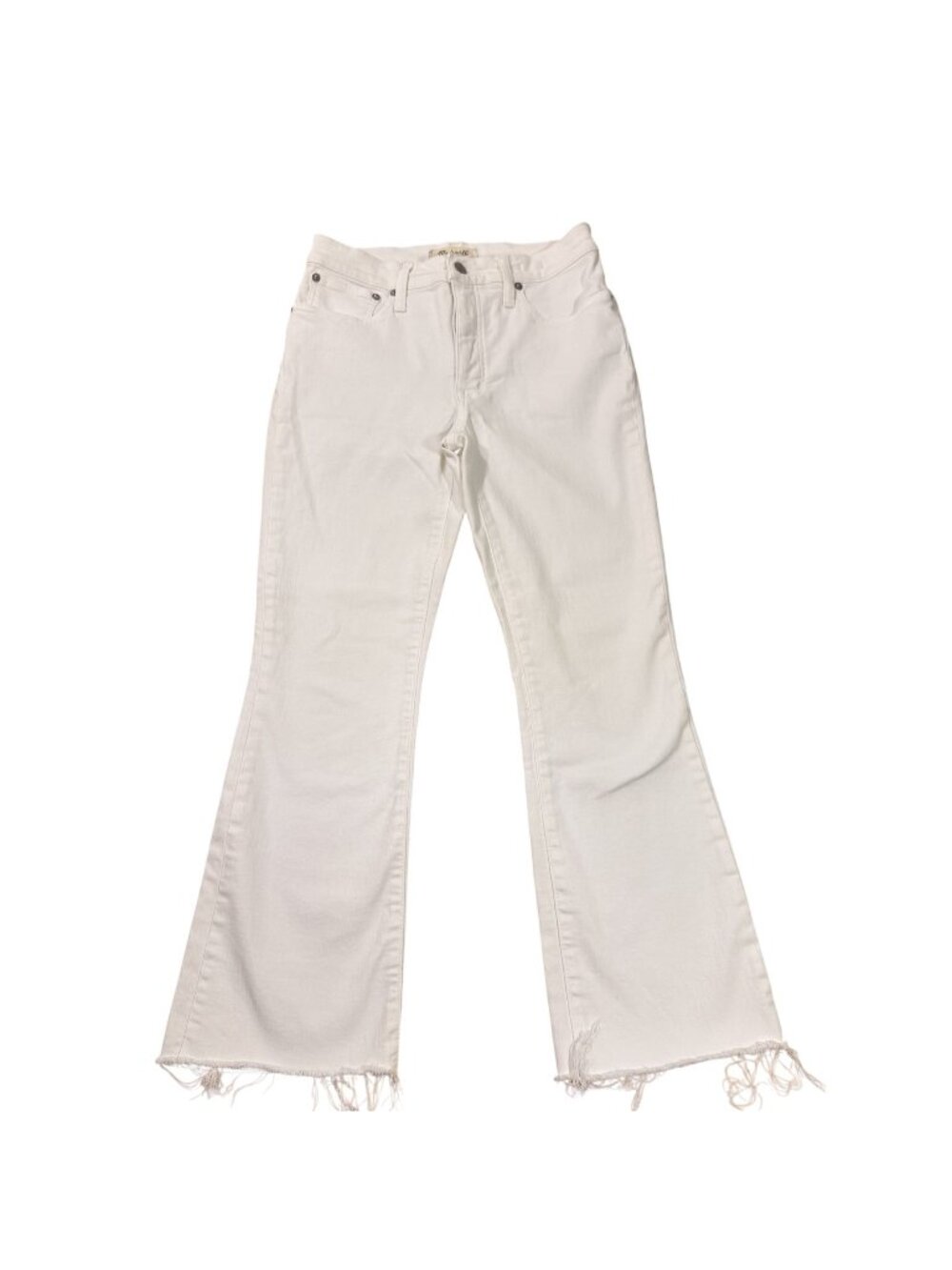 Madewell Women's White Cali Demi Boot Raw Hem Jeans Size 27